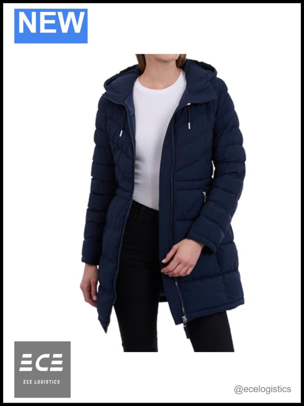 Lightweight Quilted 3/4 Zip Hooded Jacket Long Sleeve